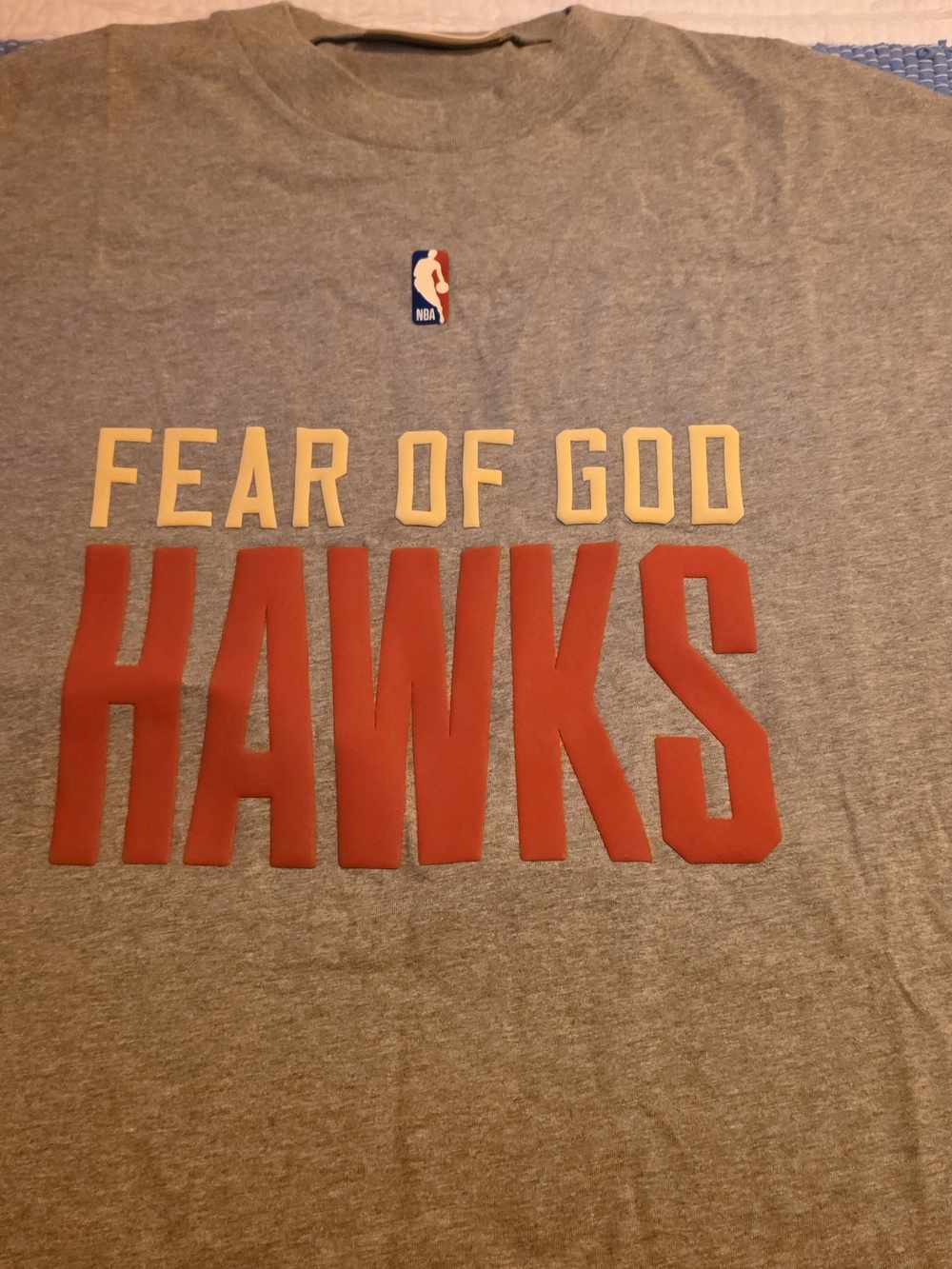 Fear of God x NBA Hawks Gray T-Shirt with Red Print